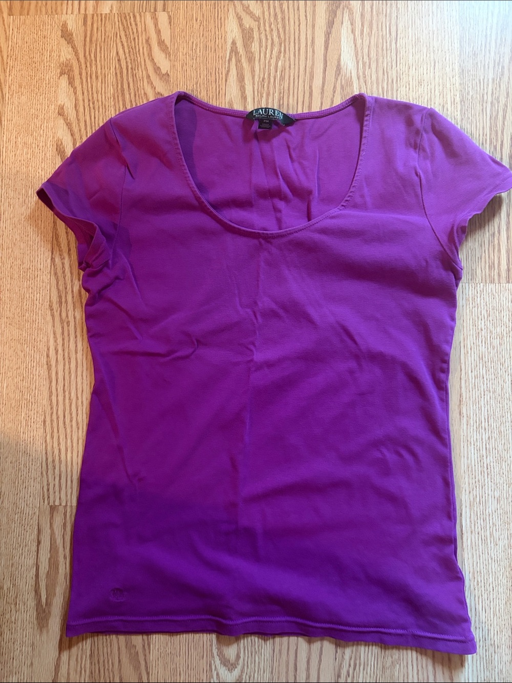 Lauren Ralph Lauren Short Sleeve Scoop Neck Top - Purple